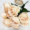 Simulated Roses Bunch Realistic Artificial Roses Faux Rose Bundle with Bendable Stems for Home Decor Parties Weddings Flower Arrangements