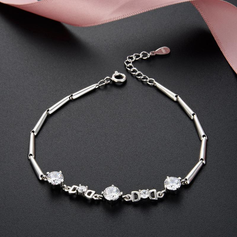 Lindon Damen-Armband aus 925er-Sterlingsilber, Zirkon-Schmuck, geometrische Perlenkette, Gliederarmband, modisch, feines Hochzeitsgeschenk für Freundin