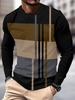 Trendy Men's Long Sleeve T-Shirt, Geometric Design, Casual Comfort Fit