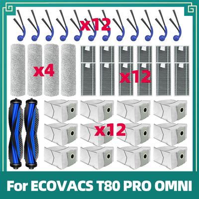 Kompatibilní pro ECOVACS T80 PRO OMNI / T80 OMNI Robotický vysavač Náhradní hlavní váleček Mopovací utěrka Boční kartáč Prachový sáček HEPA filtr