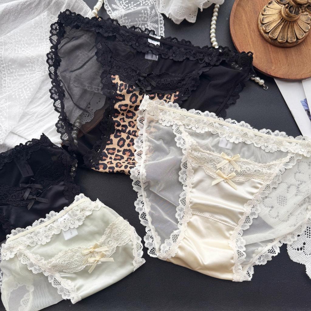 Ladies Spring and Summer Pure Desire Sexy Lace Leopard Print Mesh Briefs
