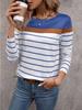Damen T-Shirt 3D Streifen Colorblock Print Mode Langarm Rundhals Regular Top Feiertagswochenende Frühling und Herbst