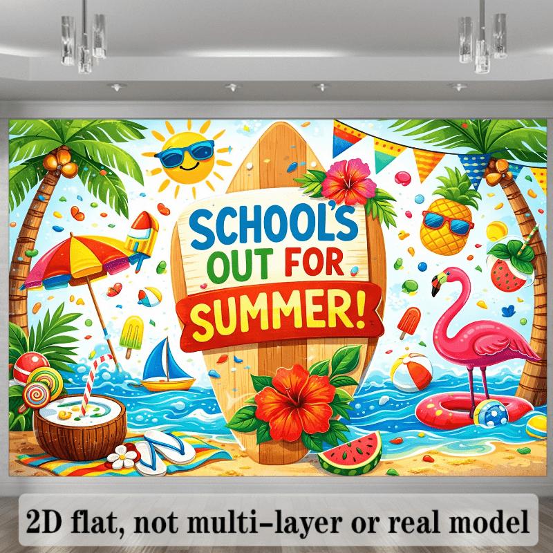 2D Planar Summer Vacation Theme Background Fabric, Made of Durable Polyester, Perfect for Indoor and Outdoor Celebration Events
