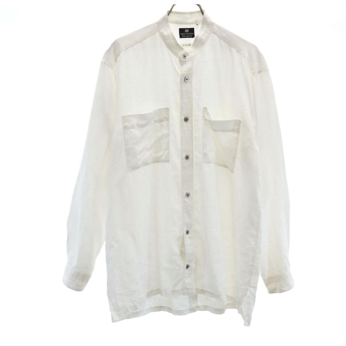 

issei miyake the shirts 90s Linen Old Long sleeve Band collar shirt M Men s Used