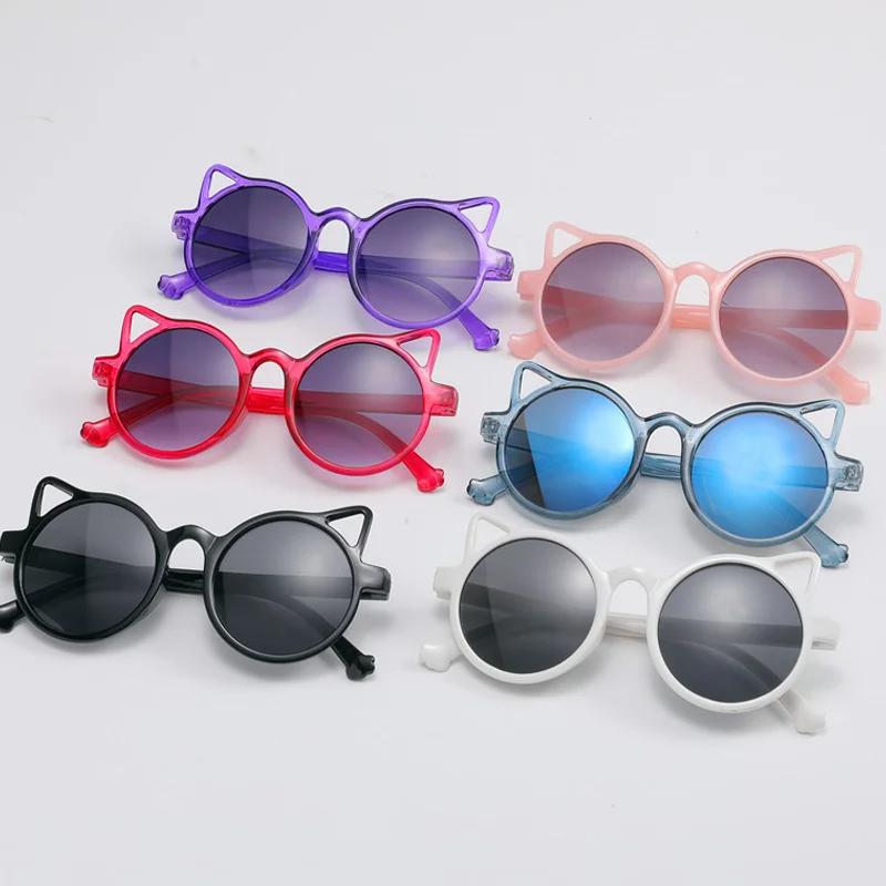 Summer Children Cute Kitty Sunglasses Acrylic Bow UV Protection Sun Glasses Baby Girls Outdoor Classic Kids Boy Eyewear