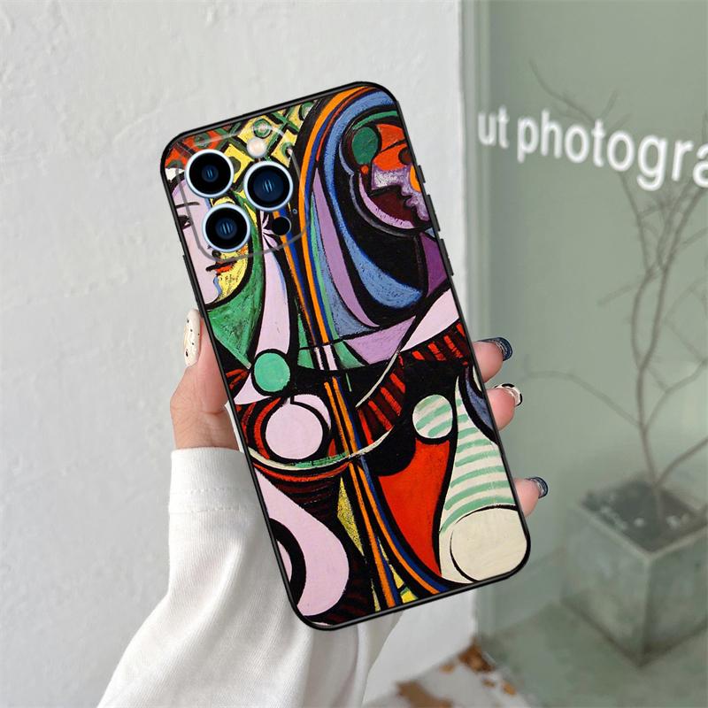 Picasso Abstract Art Painting Silicone Soft Case For iPhone 17 Air 11 14 15 16 Pro Max 13 12 Mini 16 Plus 16e Back Cover