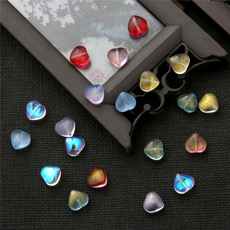

Heart-shaped Glass Pendant: DIY Ancient Style Hairpin & Earrings Kit 10 pieces/package