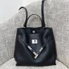 Niche Design Lock Buckle Leather Bucket Bag Pebble Pattern Top Layer Cowhide Large Capacity Portable Commuter Shoulder Bag