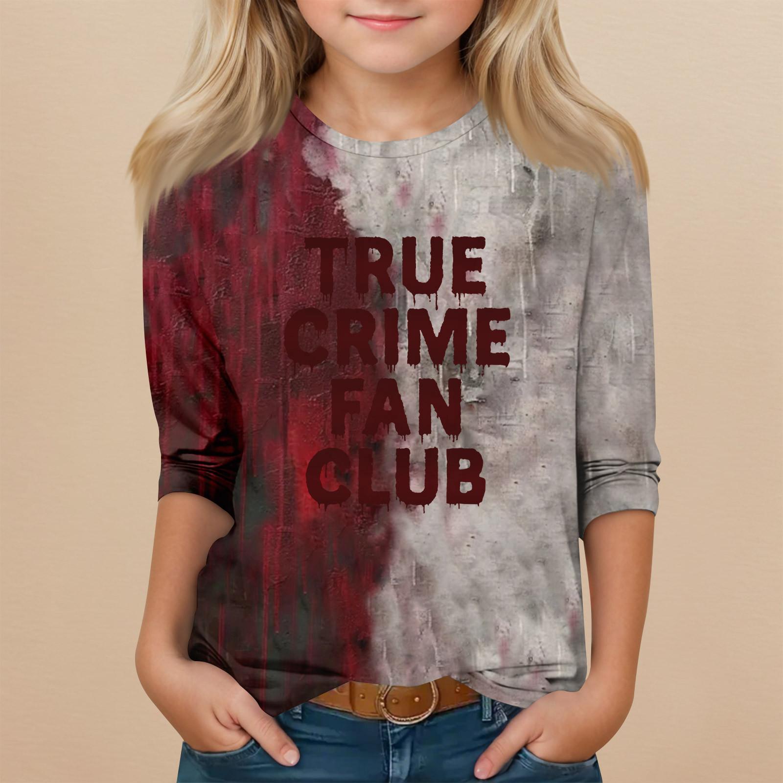 

Детский топ с рукавом 3/4 и круглым вырезом, с принтом на Хэллоуин, повседневный 150 красный