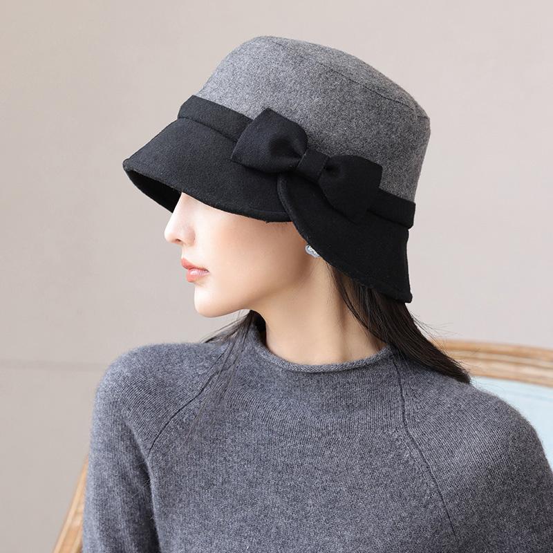 2022 herbst und Winter Mutter Kopfbedeckung Hohe Qualität Wolle Flache Top Frau Eimer Hut Dame Mode Filz Fedora Hüte