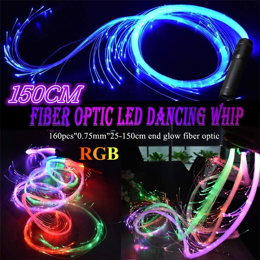150CM RGB LED Fiber Optic Whip 360° Rotation More Modes and Effects Light Up Waving Holiday Lighting Fiber Optic Dance Whips