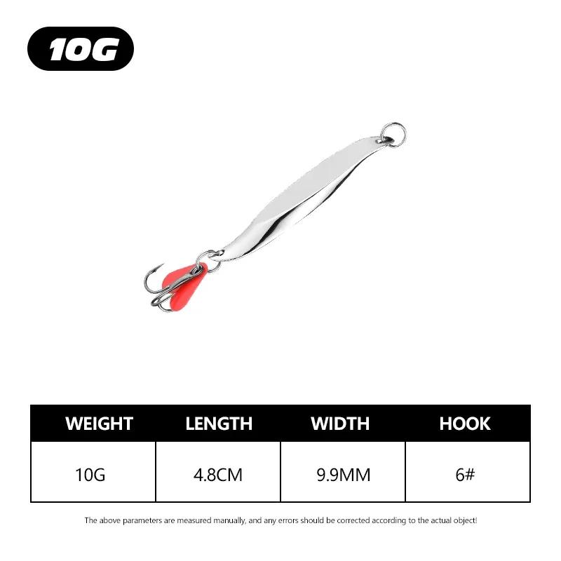 1× #7g/10g/18g/28g S-shaped Oblique Cut Angle Flash Iron Plate Lure  Fishing Baits Trolling Red Heart Metal Jig Sea Fishing Lure