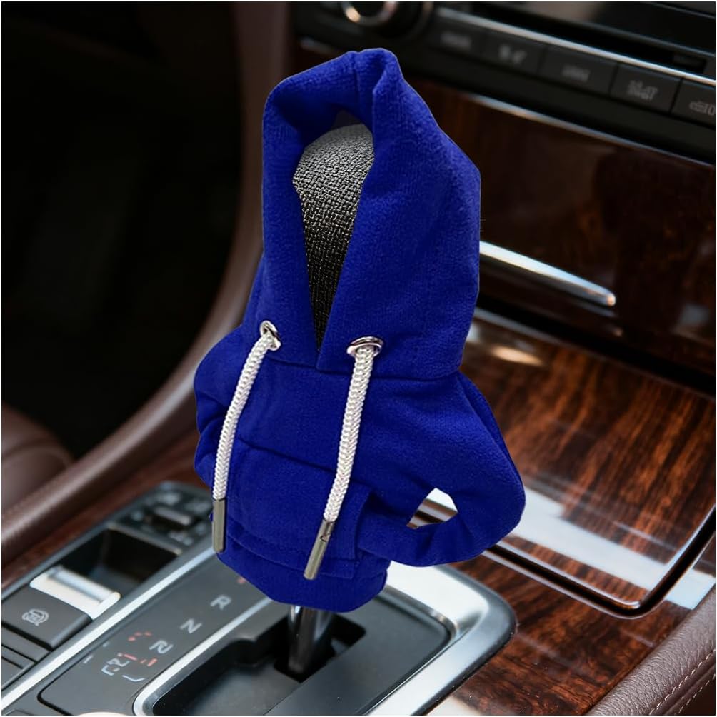 Car Gear Shift Knob Cover Hoodie Style Handbrake Handle Sleeve Cute Soft Plush Gear Lever Decoration for Auto Interior