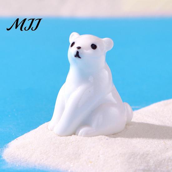 DIY Craft Accessories 4Pcs Mini Polar Bear Figurines, Miniature Mother and Baby Ornaments, Decorative Wildlife Miniatures Cute Animal Statues,