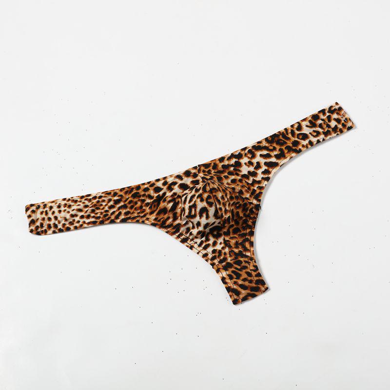 Men's Leopard Print Sexy Panties Thong Stimulated Pocket T Pants Narrow Edge Pants Sex Men's Pants B205