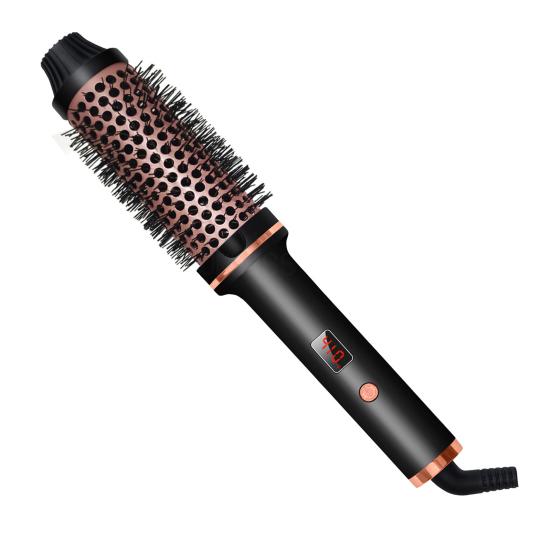 3-In-1 38MM Hair Curling Iron Brush Fast Heating Thermal Brush Fast Heating Negative Ion Heated Round Brush Electric Hair Curling Wand Tools
