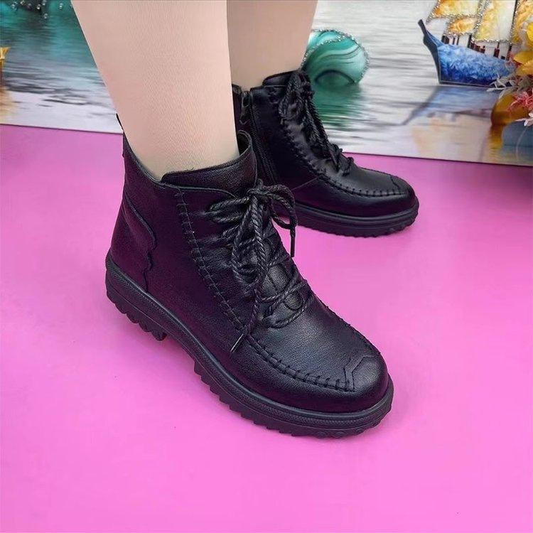 Non-slip velvet thick-soled Martin boots, new autumn and winter warm boots, soft-soled thickened flat-soled short boots, cotton shoes.