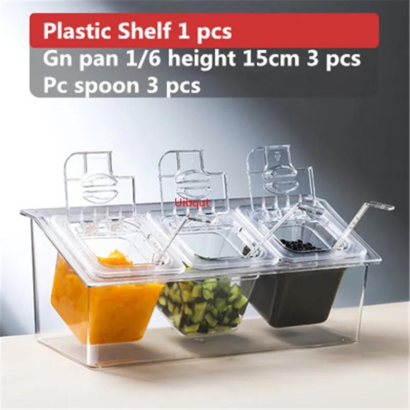 square plastic acrylic transparent box basin tray with lid jam seasoning box milk tea shop gn tray Storage pan with rack tray