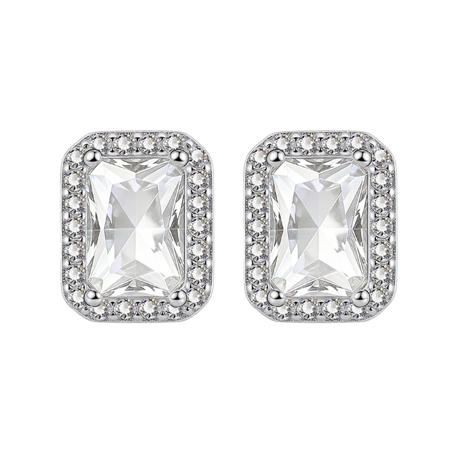 Eco-Friendly Copper Zirconia Pavé Stud Earrings - Stylish Gift for Best Friend, Luxurious  Versatile Light Luxury Ear Jewelry.