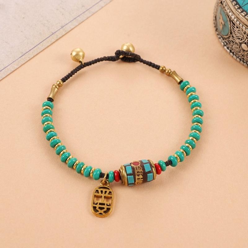 Natural Stone Tibetan Nepalese Beaded Bracelet Handcrafted with Copper Beads Wristband for Meaningful Gift Giving