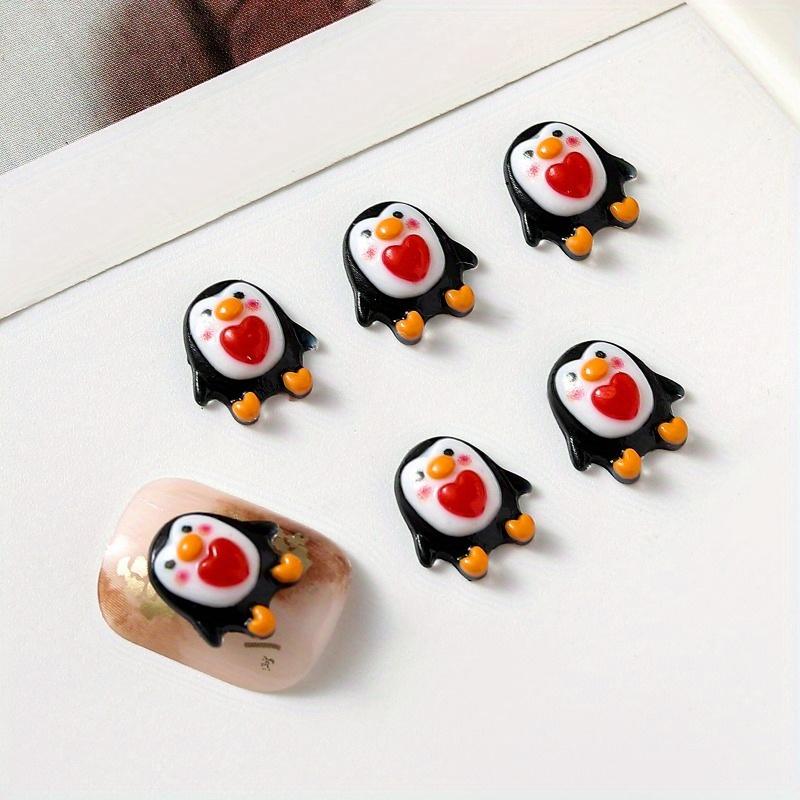 40PC 10mm Little Penguin Cartoon Nail Decoration Cute Animal Dropping Oil Penguin DIY Phone Case Nail Decoration