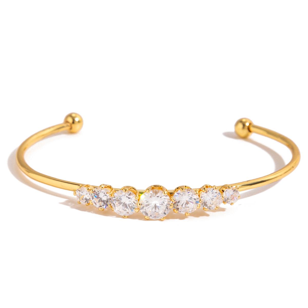 

Yori Shiny Cubic Zirconia Stainless Steel Open Bracelet Bangle 18K Gold Plated Fashion Women Trendy Jewelry Bijoux
