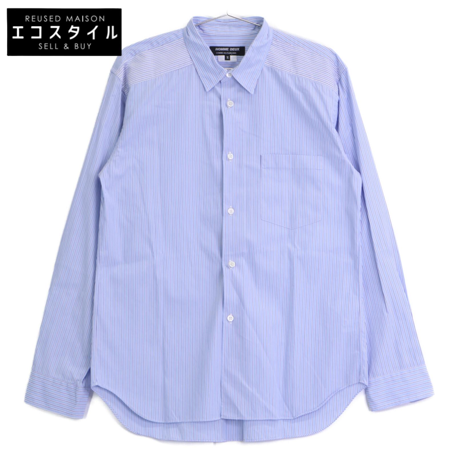 

COMMEdesGARCONS HOMME DEUX DN-B053 Синяя Хлопковая Рубашка Обычного Цвета с Длинным Рукавом в Полоску топы M синий б/у