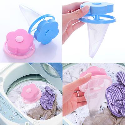 Laundry Mesh Filter Bag Washing Machine Cleaning Pouch Flower Shaped Floating Hair Catcher Bag Debris Fur Removal Net Lint Bag