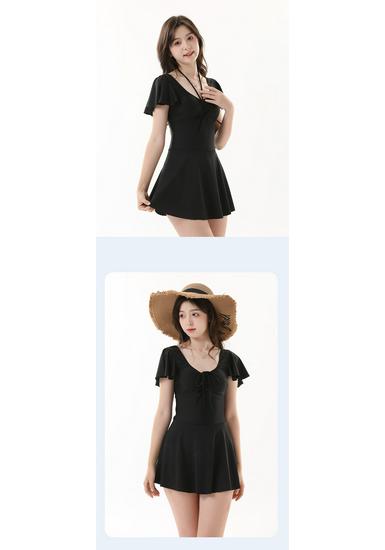 2026 Women's Summer Slimming One-Piece Swimsuit with Skirt - Stylish & Sexy for Vacation & Hot Springs