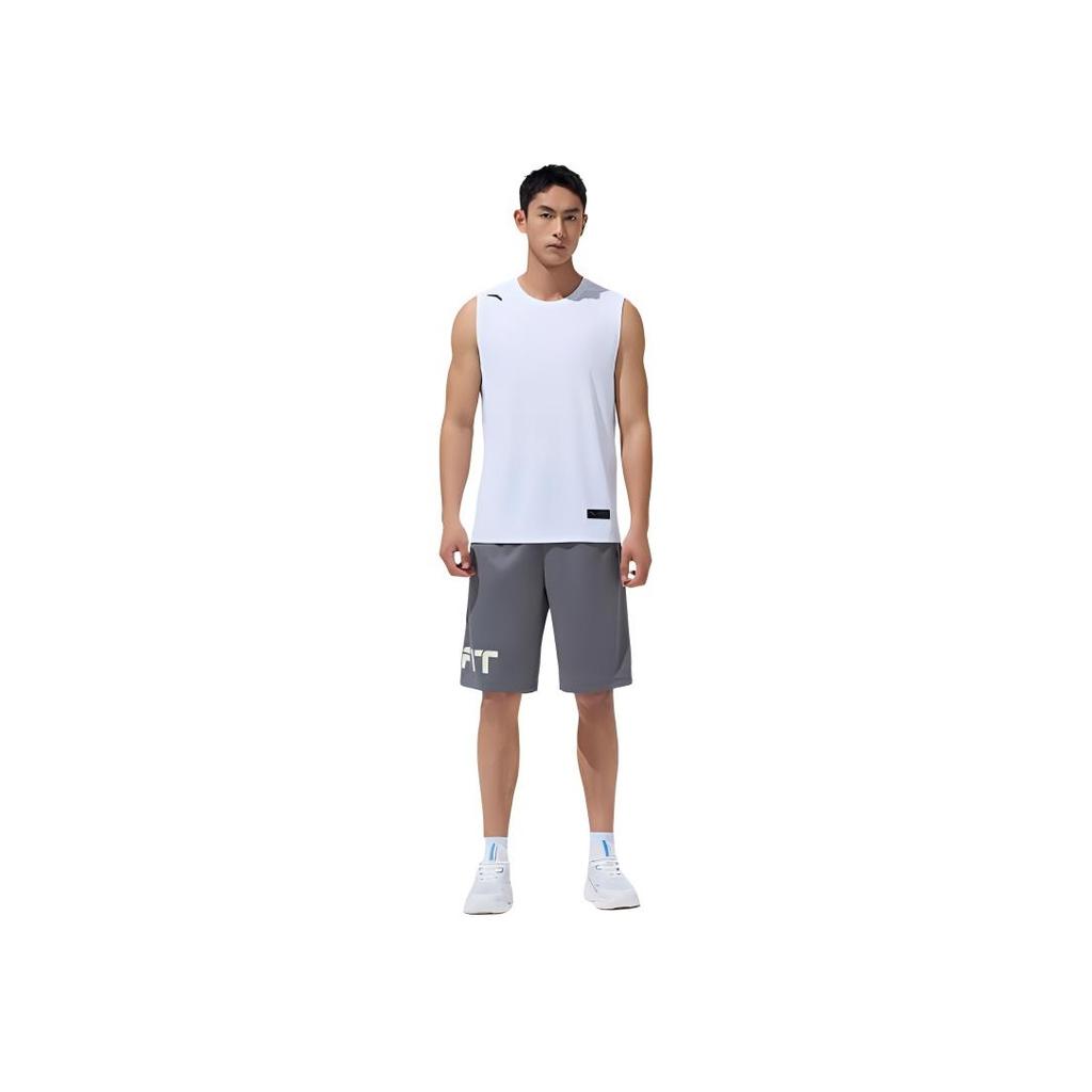 Anta Solid Color Round Neck Sleeveless Pullover Vest Men tops Pure-White 952427112-3