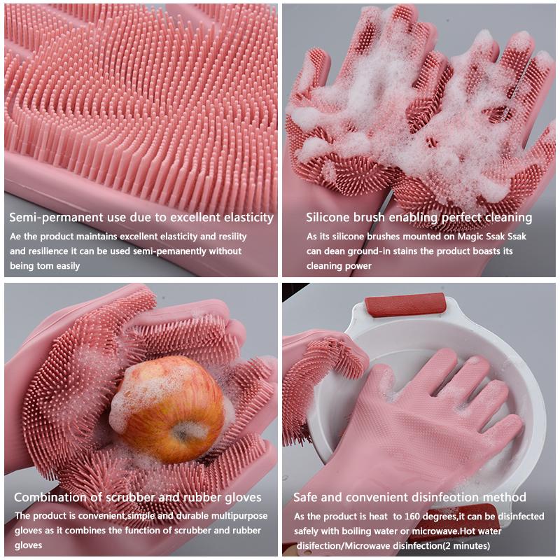 1 buc Mănuși magice pentru spălarea vaselor din cauciuc siliconic, ecologice, instrument de curățare, mănuși de cauciuc