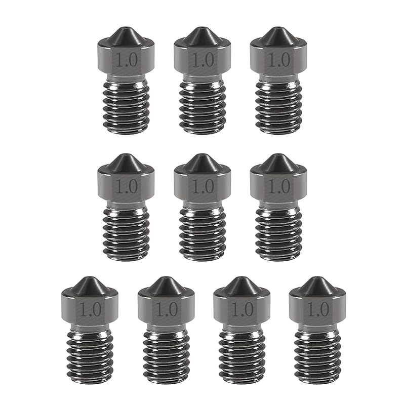 10PCS Hardened Steel Nozzle 0.2mm, Works with E3D V6 V5 Hotend Extruder Printer Ender3 Hot End Titan Extruder Prusa i3 for 3D Printer 1.75mm Filament