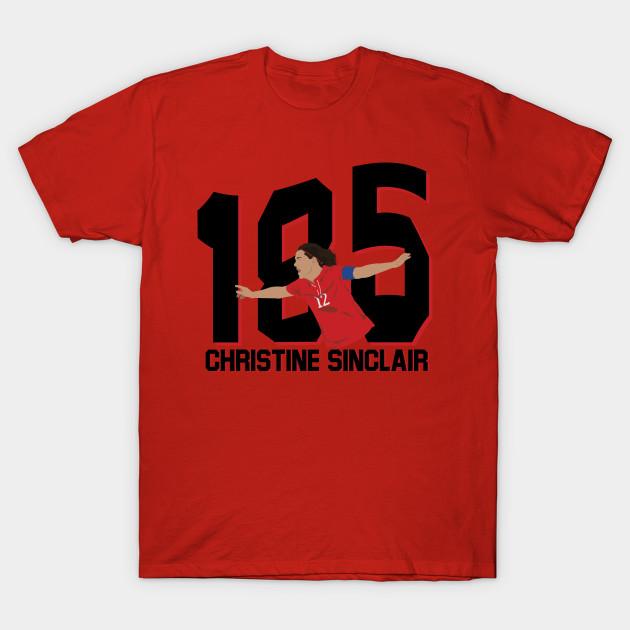 Men Black Print T-shirt Christine Sinclair 185 Goals Record No-Cut Transfer Paper Print Cotton Tshirt S красный
