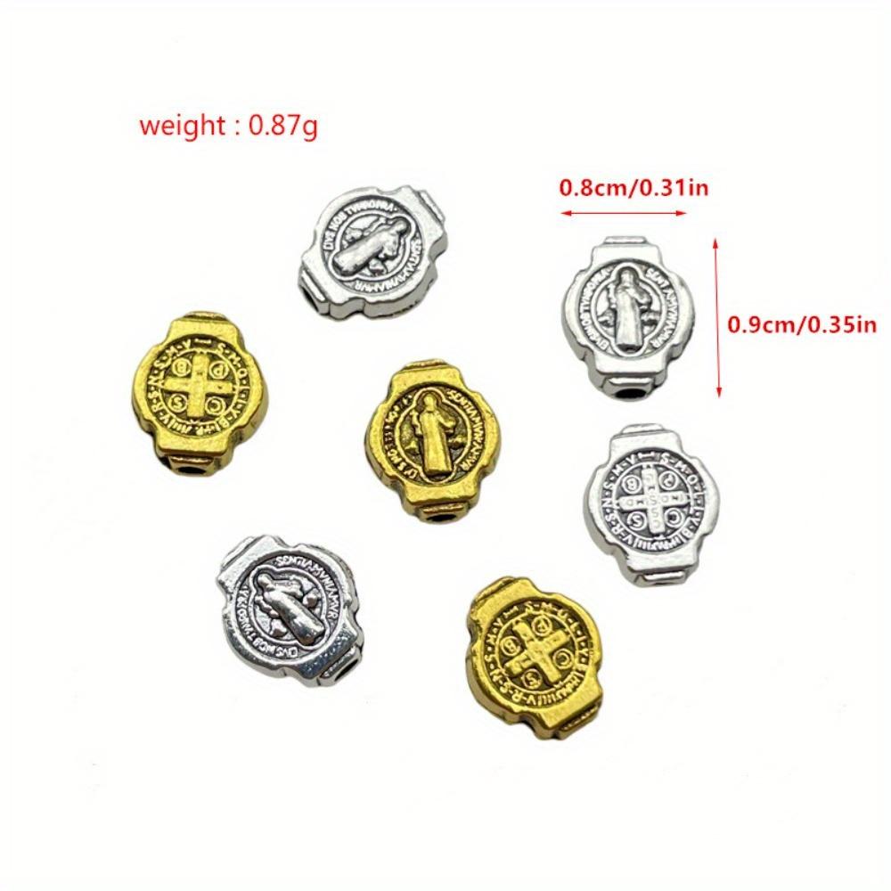 50pcs Vintage Religious Costume Saint Benedict Medal Round Loose Bead Jewelry Making Jewelry DIY Necklace Bracelet Jewelry