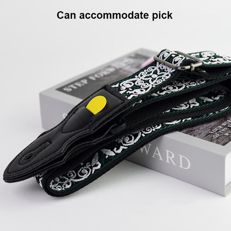 Adjustable Guitar Strap Embroidered Print Ethnic Style Guitar Strap For Folk Electric Guitar Bass Ukulele Guitar Accessories