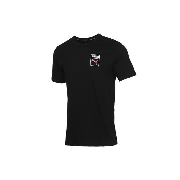 PUMA Graphic Box Logo Printed Short Sleeve TEE Men Black Men s 598625-01 S