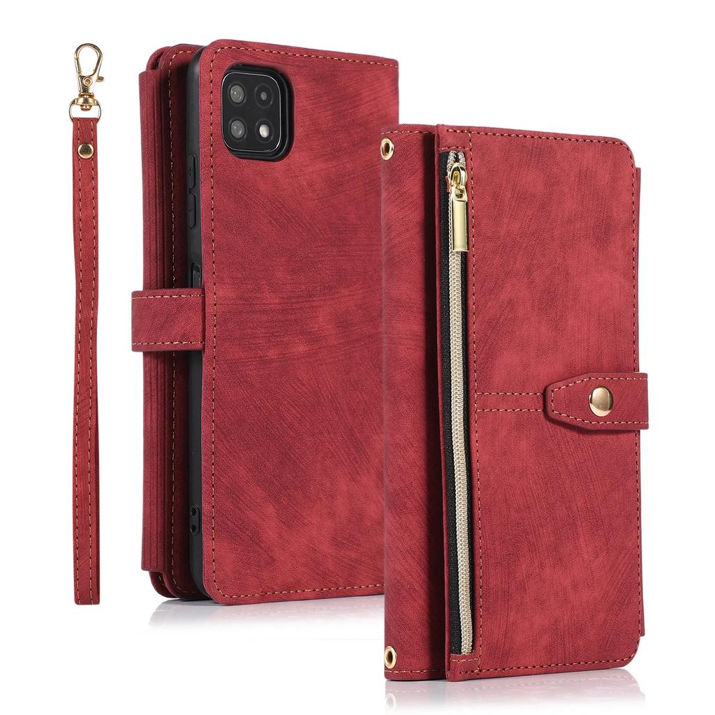 Crossbody Leather Zipper Cards Solt Wallet Case For Samsung Galaxy A54 A14 A34 A23 A12 A53 A52 S23 Ultra S22 S21 FE Pocket Cover
