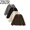 Za New Fall Women's Clothing 2025 Fashion Style French Fashion All-Match Round Neck Fur Fur Coat