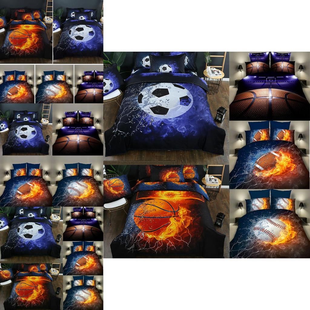 Stylish 3d Football Basketball Bedding Set Featuring Attractive Ball Game Print