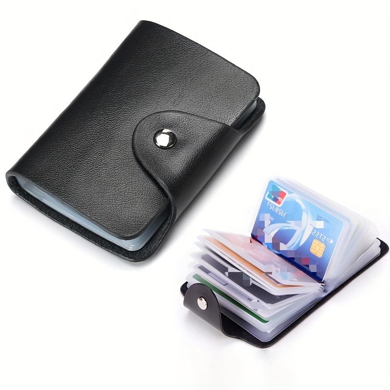 Premium Faux Leather Business Card Holder Wallet with 20 Card Slots, Waterproof, Snap Closure - Ideal for Bank Cards, Credit Cards, IDs, Card Bag