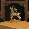 Deer Ornament Deer Statue Miniature Sika Miniature Figurines Solid Brass Tabletop Decoration Deer Sculpture Ornaments