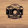 Metal Wall Art Camera Photographer Name Sign Personalized Home Decor Gift for Photo Lovers