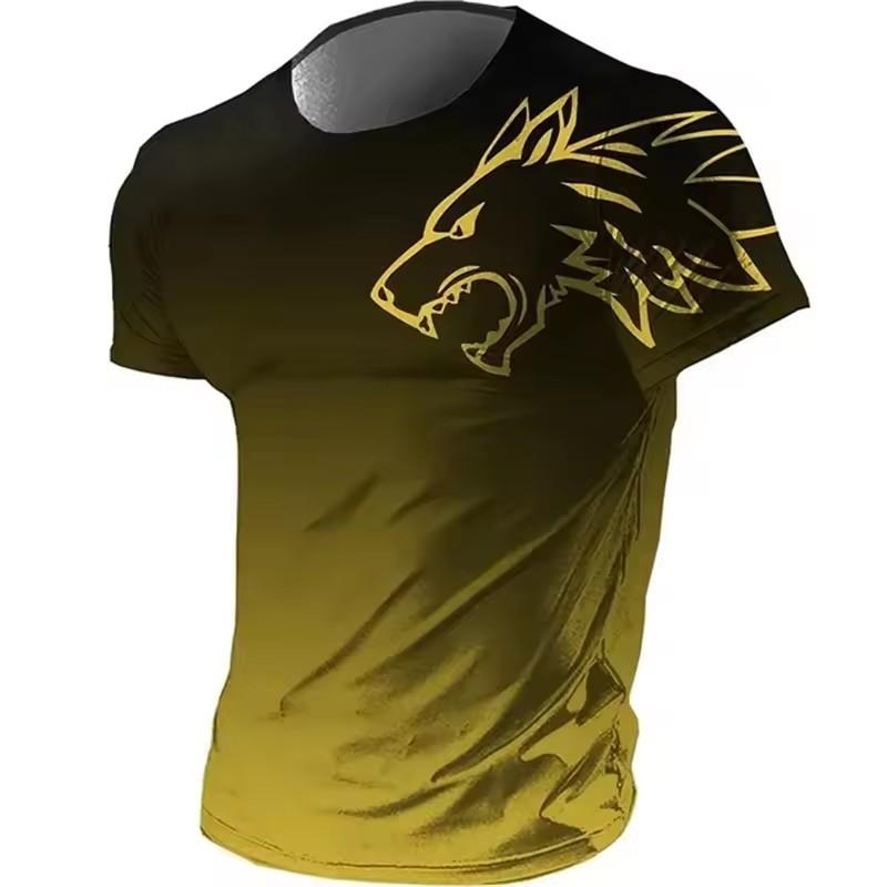 Summer Men's 3d Printed T-shirt Animal Wolf Short Sleeve Street Fashion Casual Comfortable Breathable Top