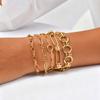 18K Gold-Plated Stainless Steel Hand-Spliced Chain Bracelet, Women'S Personalized Punk Metal Chain Wrist Jewelry