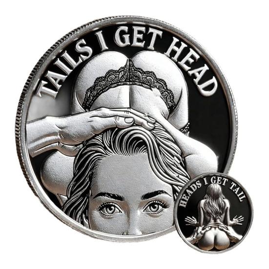 Heads Get Tail/Tails Get Head Commemorative Coin Double-Sided Cheeky Decision Coins Lucky Token Gift for Adults Date Night Ideas
