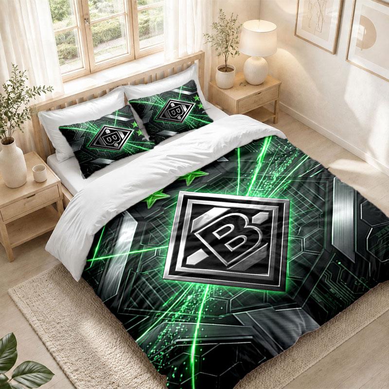 Bettwäsche-Set 1 Bettbezug 2 Kissenbezüge Borussia Mönchengladbach Aufdruck Schlafzimmer Heimdekoration