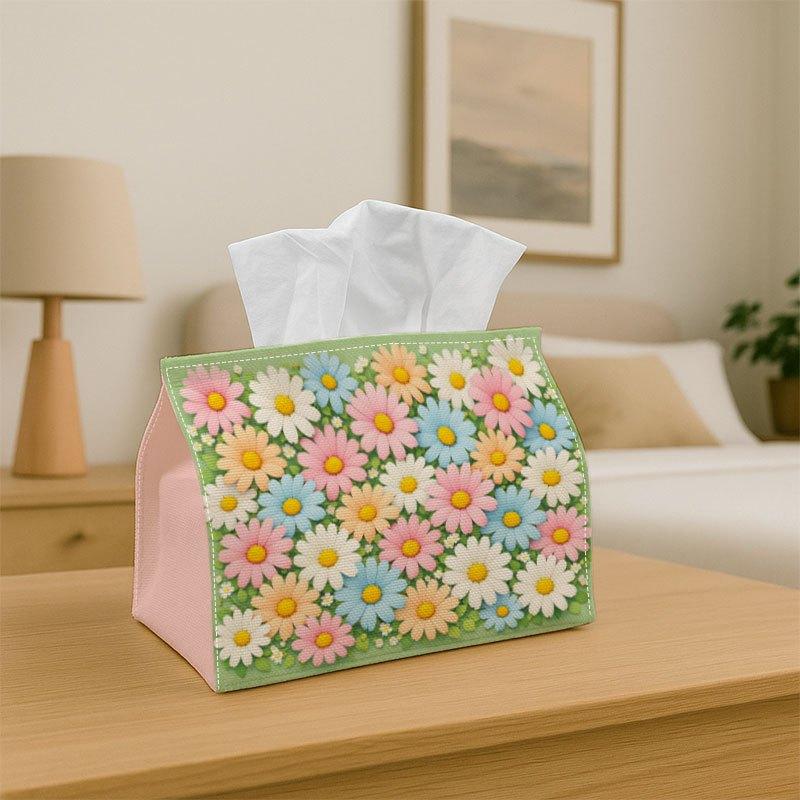 1pc Daisy Meadow Tissue Box& Napkin Holder- Durable Polyester Fabric Organizer with Floral Napkin Storage, Space-Saving Suitable for Home, Office, Car