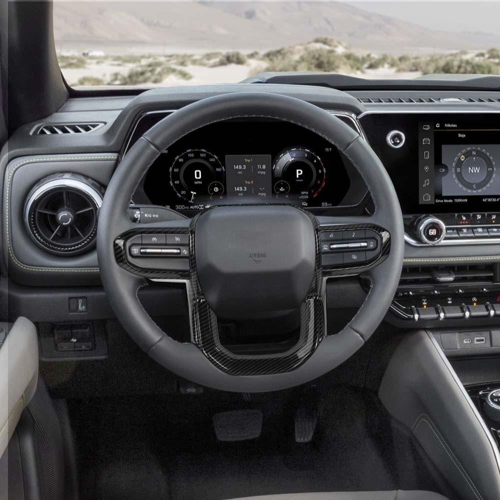 Carbon Fiber Look Steering Wheel Trim Cover Decor Molded For Chevrolet Colorado 2023+