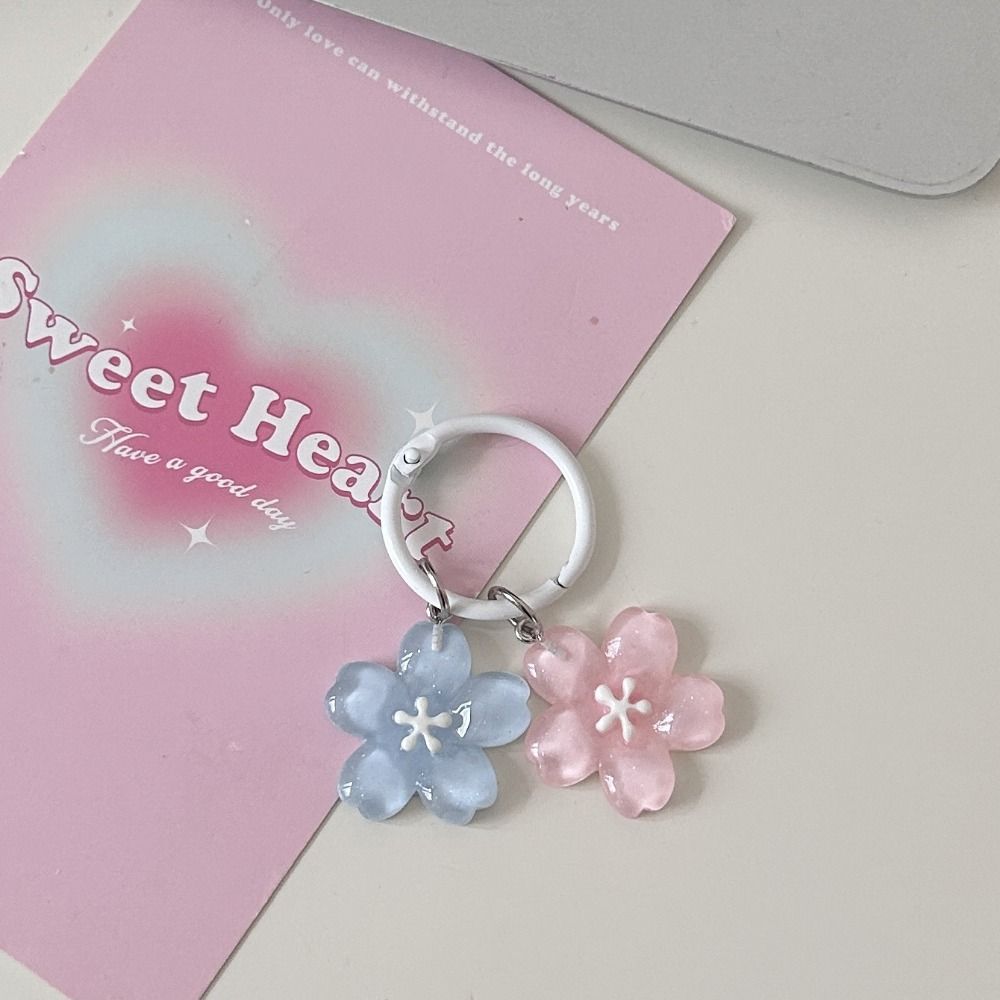 Simulated Jelly Sakura Pendant Keyring Cherry Blossom Translucent Flower Doll Pendant Car Key