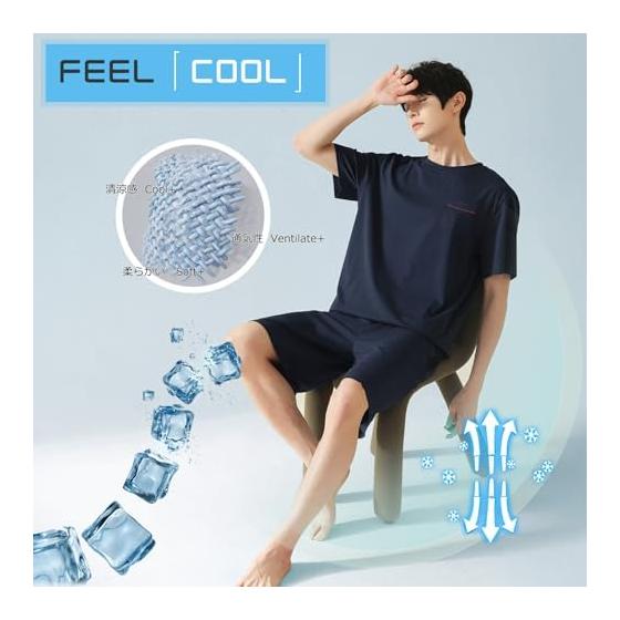 [Bellislove] Pijama de Hombre, Verano, Manga Corta, Ropa de Casa, Algodón, Ropa de Estar por Casa, Camiseta, Pantalones Cortos, Conjunto de Top y Pantalones, Holgado, Cómodo, Delgado,
